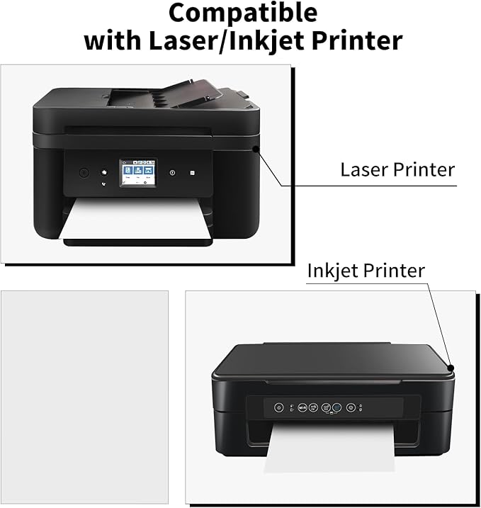 8.5" x 11" Full Sheet Label Sticker Paper for Laser & Inkjet Printers,Self Adhesive Full Page Shipping Labels,Printable White Matte Mailing Label Stickers(700 Sheets,700 Labels)