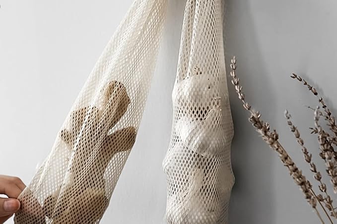Ahyuan Hanging Mesh Storage Bags 5 Pack Onion Garlic Potatoes Net Mesh Bag Long and Large Reusable Net Produce Bags for Fruit Veggies Garbage Bag for Home RV Camper