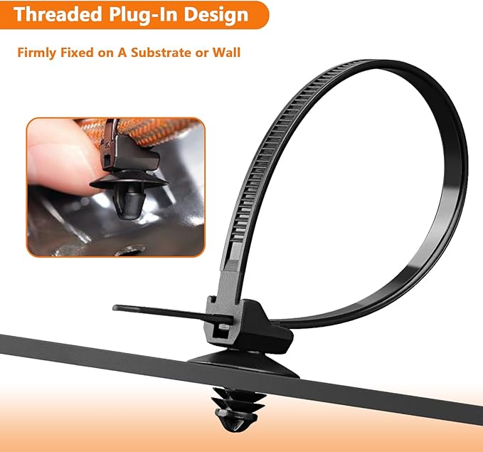 60Pcs Nylon Universal Cable Tie with Buckle Push Mount Zip Tie Mount ChristmasTree Zip Ties Mounts Automotive Cable Ties Wire Clips Fuel Line Ziptie High Temp Heat Resistant Wire Wrap (6-Types)