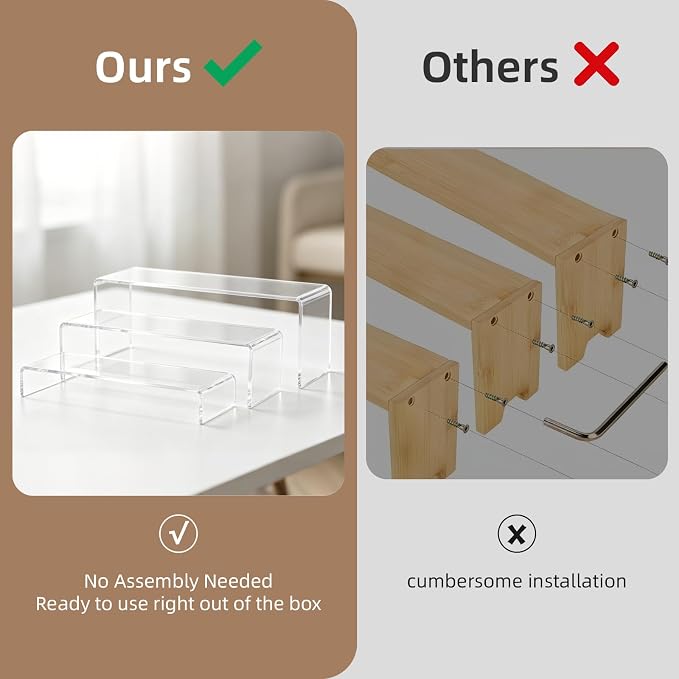 3 Tier Clear Acrylic Display Shelf Organizer, Pantry Can Rack for Food and Drinks, Tiered Stand for Perfume, Cupcakes, Cookies, Party Food, Figurines and Collectibles