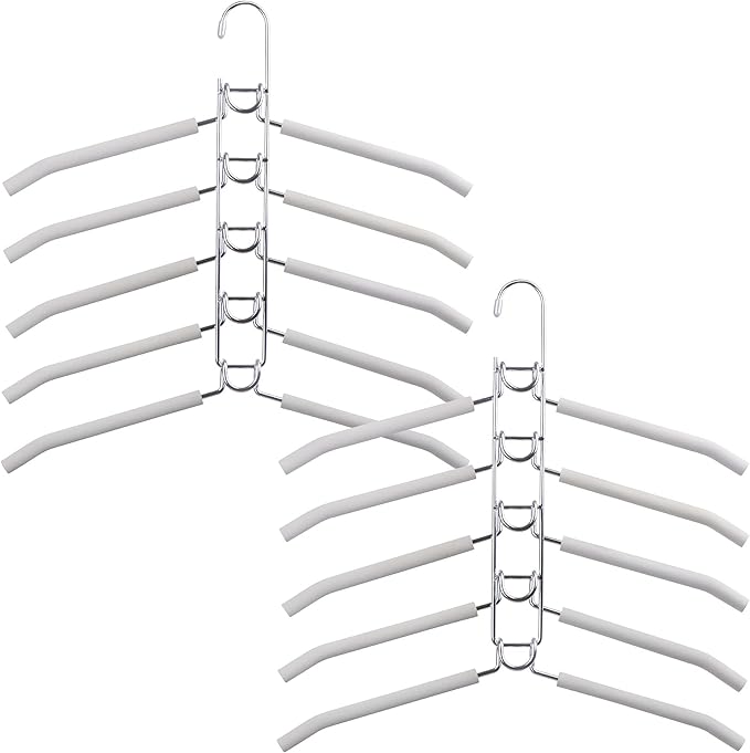 Space Saving Hangers for Clothes 2 Pack Closet Storage | Heavy Duty Non-slip Foam Padded, Detachable Design. Fits Shirts, Coats, Suits. Perfect Storage for Dorms & Apartments