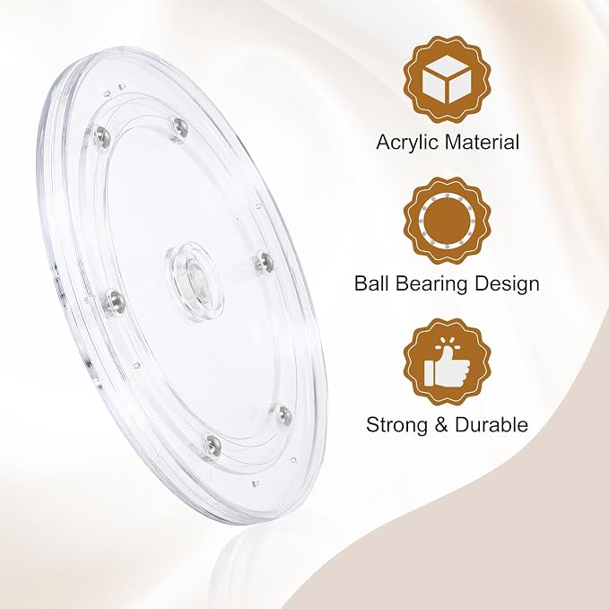 uxcell 3Pack Acrylic Lazy Susan Turntable, 7" Spinner Lazy Susan Turntable Organizer, Acrylic Ball Bearing Rotating Tray for Pantry Spice Rack Decorating, Clear