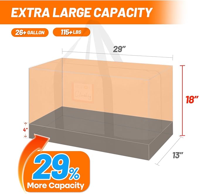 6 Pack Large Moving Bags, 115lb Capacity Heavy Duty Packing Bags with Internal Compression Straps, Storage Bag with Zippers and Strong Handles, Alternative to Moving Boxes -103L,Clear and Black