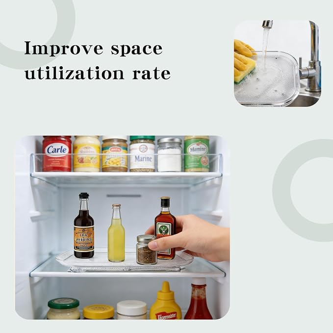 2-Pack Fridge Organizers and Storage,360° Refrigerator Lazy Susan for Fruits/Spices, Pantry Lazy Susan Kitchen Rotating Tray