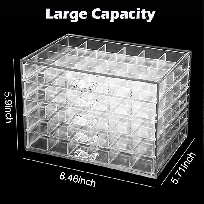 SPAKOWN Earring Organizer Acrylic Jewelry Holder Organizer with 5 Drawers | Stackable Earring Storage Case Jewelry Boxes for Women (Clear)