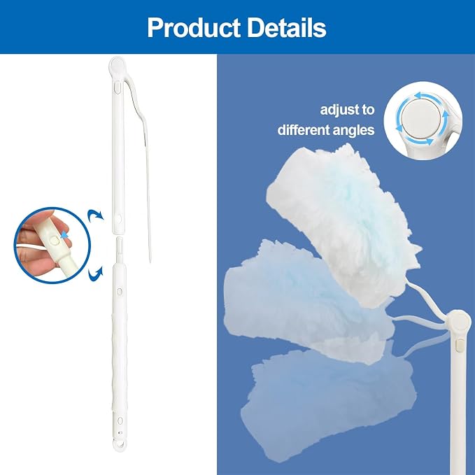 Replacement Handles Compatible with Swiffer Duster Refill, Swiffer Duster Extended Handle,Foldable & Extendable Dust Handle Only(White 5pcs)