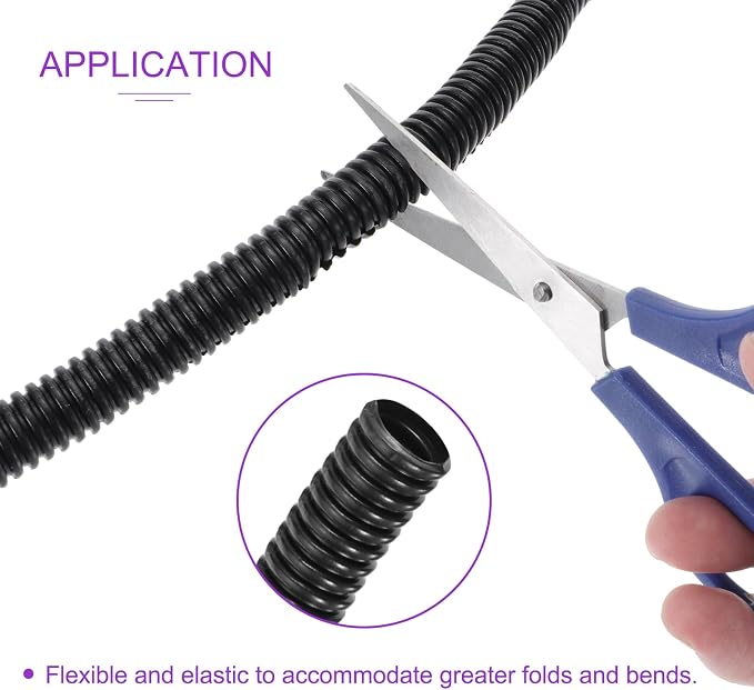 DMiotech 10ft Wire Loom Split Tubing 5/8 Inch(16 Mm) ID, Cord Protectors from Pet Flexible Conduit Cable Management for Office, Home, Garden, Black
