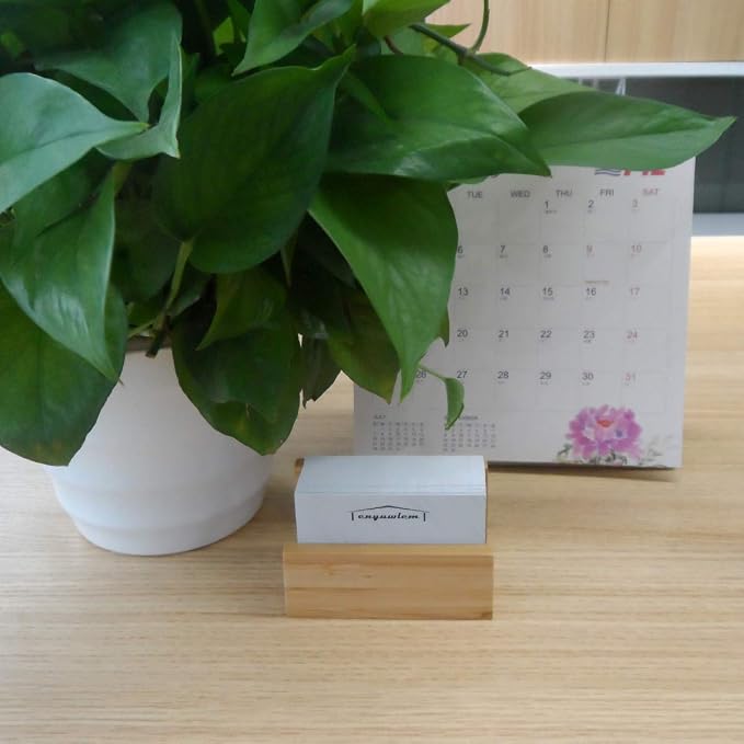 2 Pack Bamboo Wood Desktop Business Card Holder Display for Desk Sturdy Business Card Stand for Office Tabletop Counter Organizer