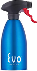 Evo Oil Sprayer 18/8 Stainless Steel, Non-Aerosol for Olive, Cooking Oils, and Vinegars, Blue, 16-Ounce Capacity