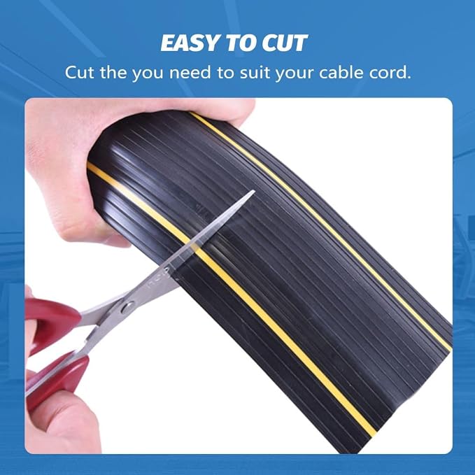 10FT Floor Cord Cover, Heavy Duty PVC Floor Cable Cover,Wire Cover to Protect Wire Prevent Cable Trips for Home Office,Cavity Size 0.94" by0.4