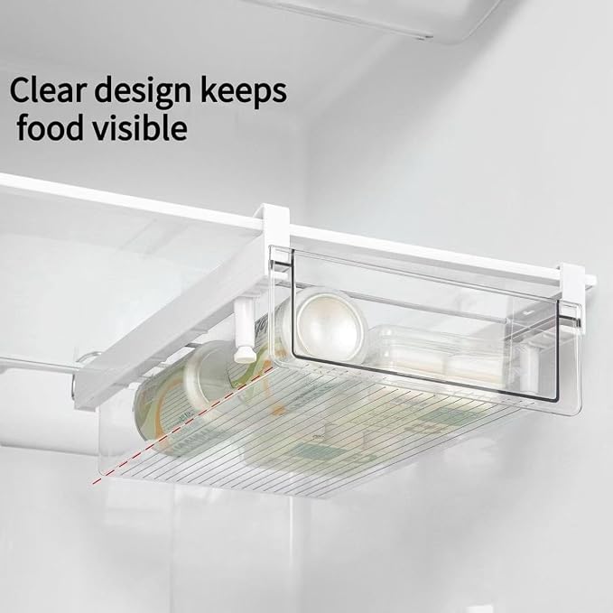 Large Fridge Drawer Organizer 14in-20in Upgradation Refrigerator Undershelf Drawer, Extra-Deep Storage Deli Meat, Cheese, Eggs, Fruit, Vegetable