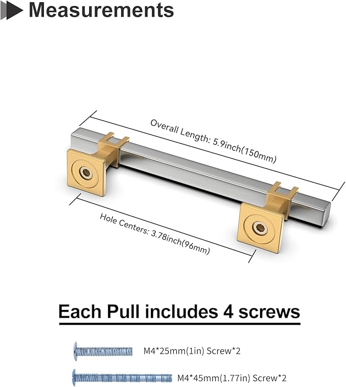 30 Pack 3-3/4 Inch Cabinet Pulls Brushed Nickel and Gold Cabinet Handles, Silver and Gold Dresser Drawer Pulls Brushed Nickel Kitchen Hardware