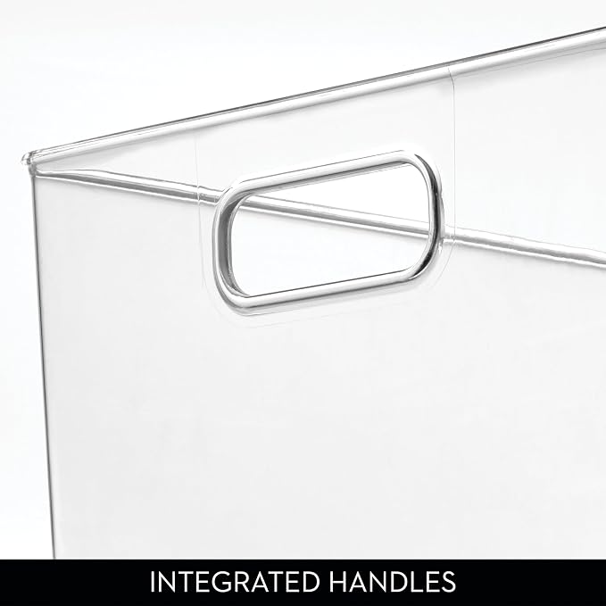 iDesign Storage Bin with Handles, Set of 2, Clear | For Kitchen, Bathroom, or Home Office, Made in USA