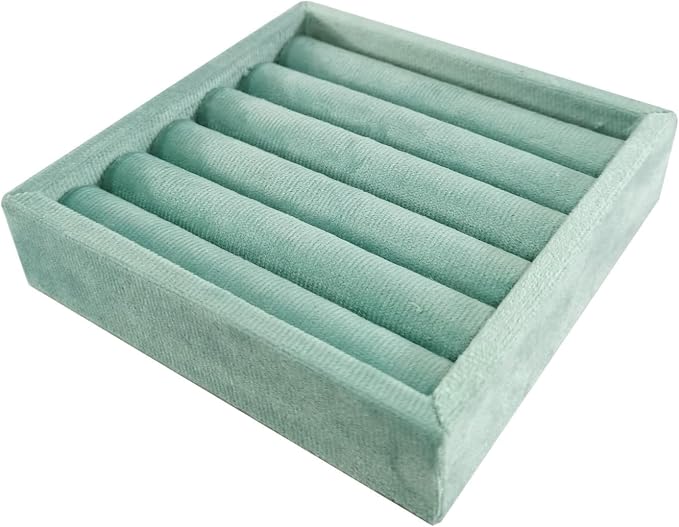 SCIKHETF Velvet Ring Earrings Studs organizer Tray Small Ring Insert Display Tray 5 Slots Stackable (Light Blue)