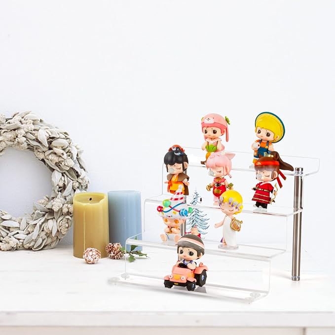 9 x 6 in Acrylic Display Risers Shelf for Pops Figures, Clear 4-Step Display Stand for Display Or Collection (small-2pack)