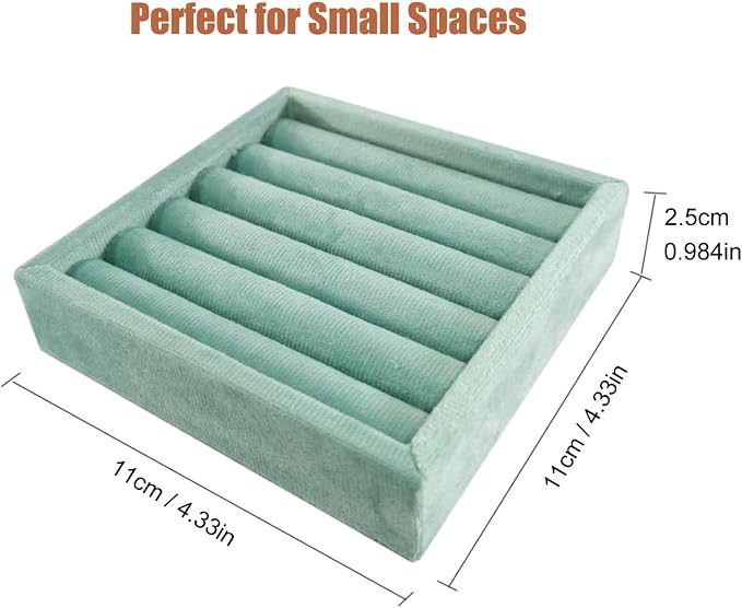 SCIKHETF Velvet Ring Earrings Studs organizer Tray Small Ring Insert Display Tray 5 Slots Stackable (Light Blue)