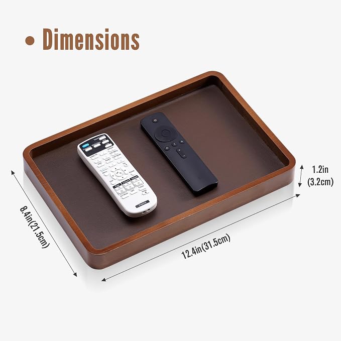 ProCase Wood Valet Tray for Men, Key Tray, Desk & Nightstand -DarkBrown | Wood Catch-All EDC Tray for Nightstand Decor, Desk & Entryway, Holds Keys, Wallets, Watches, Phones & Coins