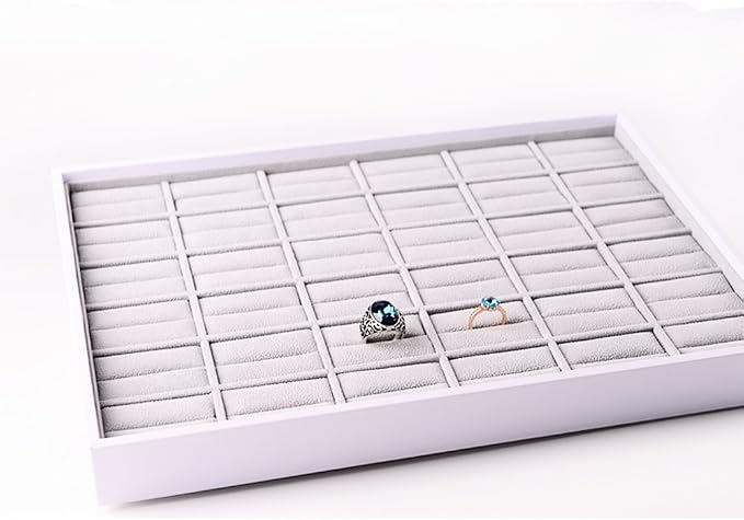 Oirlv Leather Ring Display Tray White | Holds Rings Securely, Elegant Presentation for Large Collections