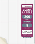 NextDayLabels 2.13x5.5 Inch Rectangle Stickers White Blank Labels for Laser Inkjet Printer - 8 Per Sheet Self-Adhesive Unique Size Label Made in USA - 200 Labels