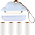 Mini Lint Roller Travel Size, Reusable Pet Hair Remover for Clothes with 150 Refillable Sheets (Blue)