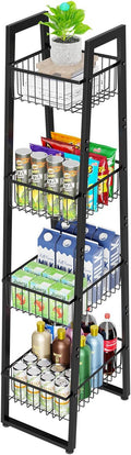 Simple Trending 4 Tier Wire Market Basket Standw, Fruit Basket Storage Stand for Vegetables, Bread, Onions, Potatoes, Black
