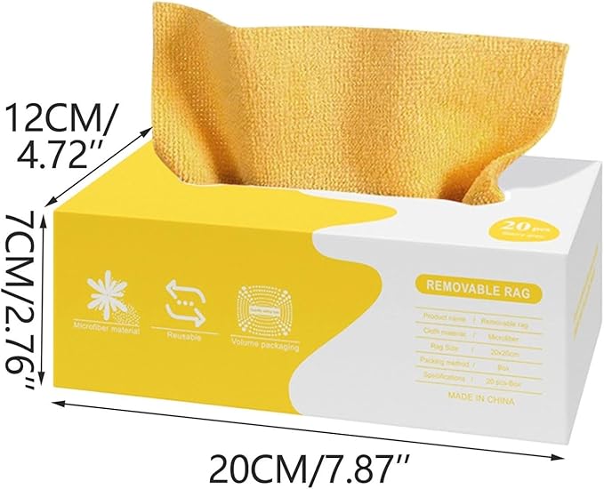 Microfiber Cleaning Cloths in Box, 20 Pack Extract Towels, Lint Free Reusable Rags for Household Kitchen Cleaning, Ultra Absorbent Multi-Purpose Wipes for Car Wash Detailing (05)