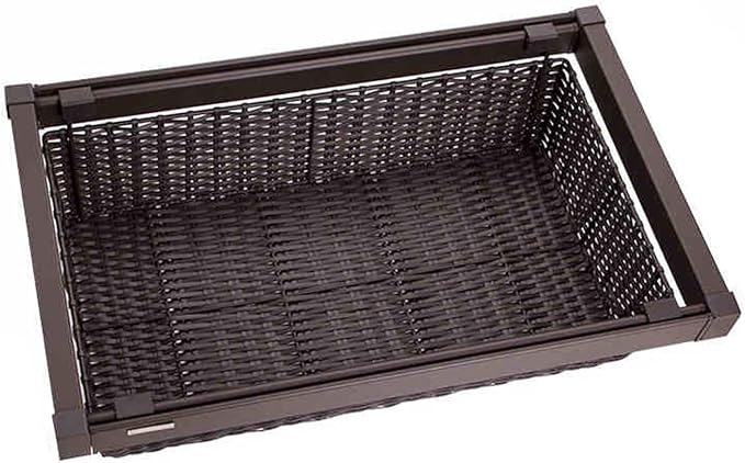 Pull Out Cabinet Storage Basket,Wardrobe Storage Organiser,Stackable Detachable Baskets Closet Storage Box,for Kitchen Office Wardrobes Cupboard Storage(Brown,437x20x750mm)