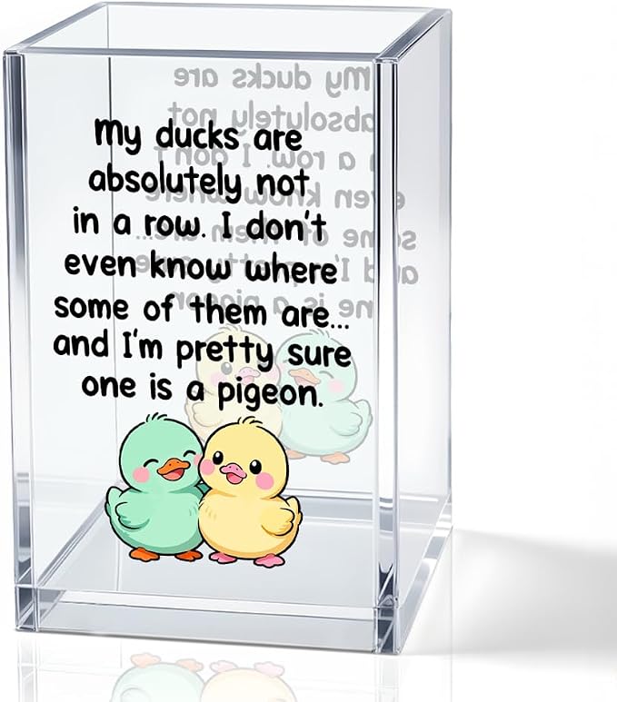My Ducks Are Absolutely Not In A Row Acrylic Pencil Pen Holder Cup, Ducks Print Makeup Brush Storage Organizer, Mental Health Desk Accessories Holder, Sarcastic Office Gifts for Colleague