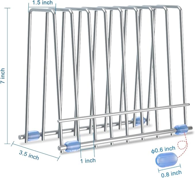 IDEATECH 2 Pack Reusable Storage Bags Rack, Drying Rack for Gallon/Sandwich/Snack Food Bags, Kitchen Stainless Stand for Silicone Baggies Dryer, File Organizer Desktop Storage Book Shelf (2*Sliver)