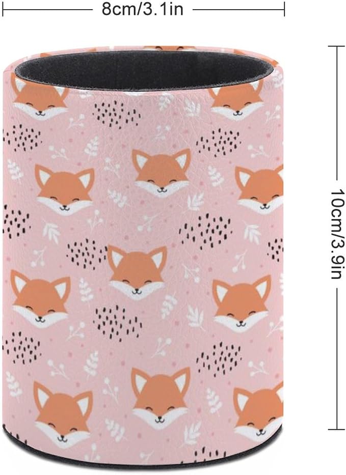 Cute Fox Pen Holder Pencil Cup for Desk Organizer | Cute Makeup Brush Holder PU Multifunctional Office Suppliesfor Decor Home Classroom School