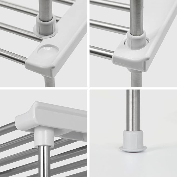 carrotez Cabinet Organizer Shelf, Set of 2 Stackable Kitchen Counter Shelves, Kitchen Cabinet Organizers and Storage, Pantry Storage Shelf Organizer, 9.8 x 7.8 x 6.1 - White