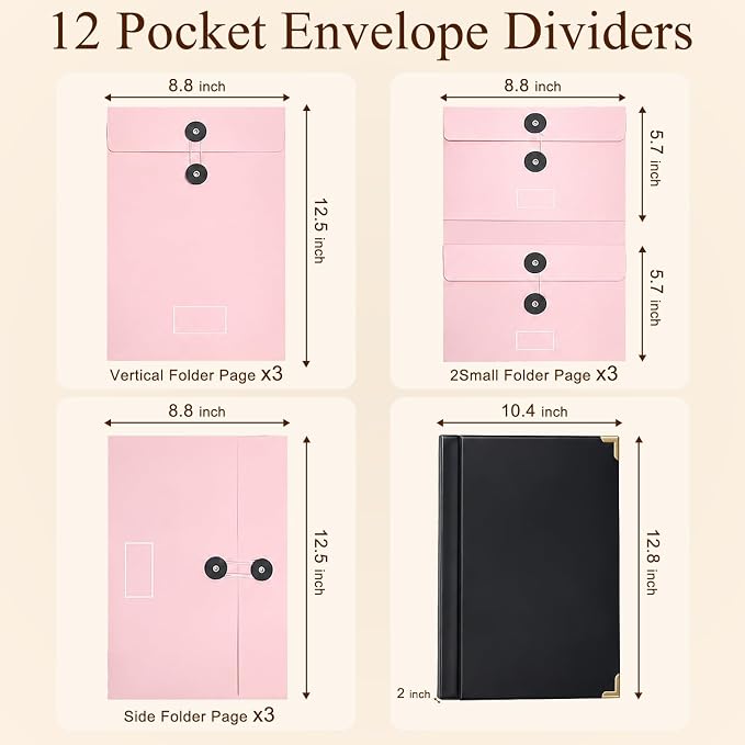 Document Organizer | in Case I Die Binder Organizer with Labels-Black+Pink | Home Emergency Organizer, File Organizer, Important Document Organizer, Folio Folder, Planner
