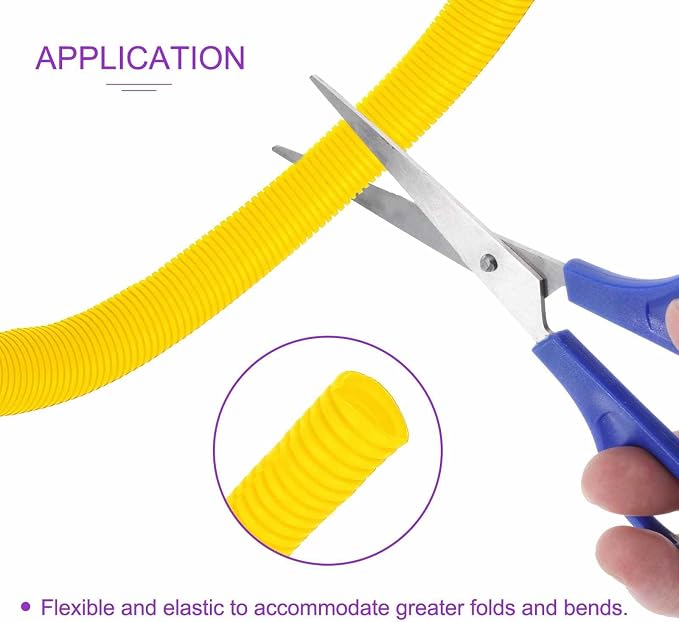 DMiotech 20ft Wire Loom Split Tubing 3/8 Inch(9.5mm) ID, Cord Protectors from Pet Flexible Conduit Cable Management for Office Home Garden, Yellow