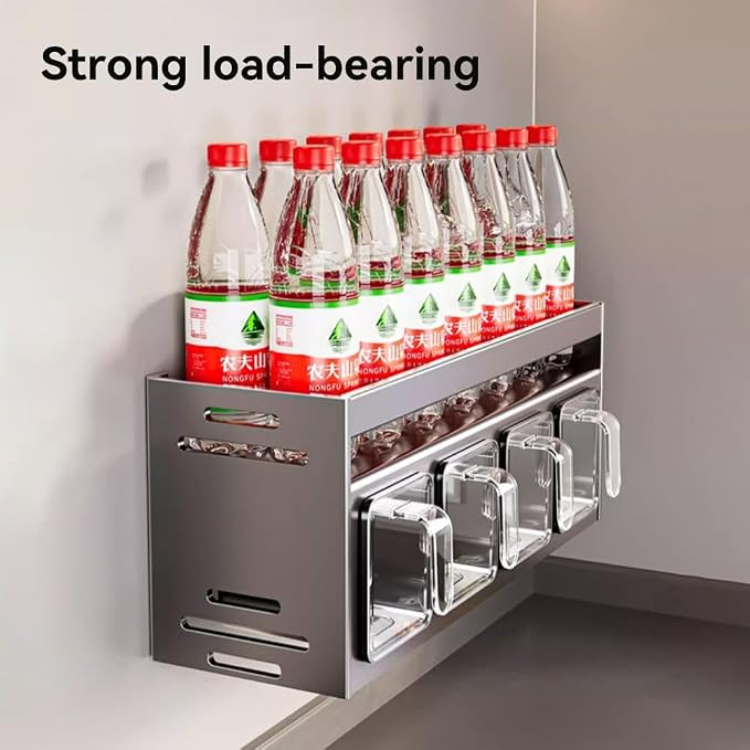 Kitchen Spice Rack Wall Mount Hanging Seasoning Box Over Stove Hanging Shelf Seasoning Jar Organizer for Sugar Salt Pepper (3 Box)