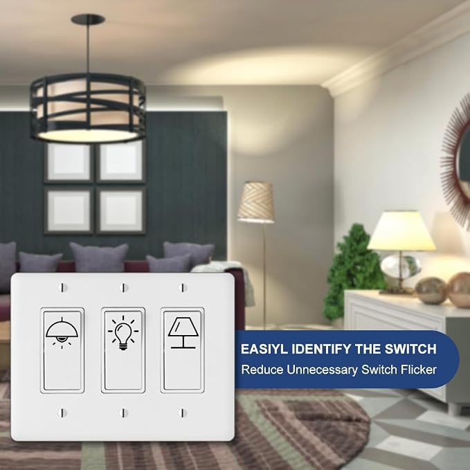400 Pcs Light Switch Sticker Labels, 20 Designs Transparent Switch ID Sticker Black Switchboard Label Decals for Home Kitchen Bathroom Office School