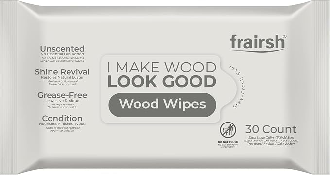 Wood Cleaning Wipes 30 Ct, Clean, Polish & Condition | Restore & Protect Shiny Surface, Wet Cleaner Wipes for Wooden Furniture, Kitchen Cabinets, Doors, Desks, Tables & Carved Wood