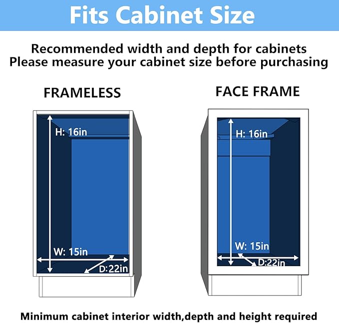 LOVMOR 2 Tier Individual Pull Out Cabinet Organizer 14½" W x 21½" D, Slide Out Kitchen Cabinet Storage Sliding Shelves
