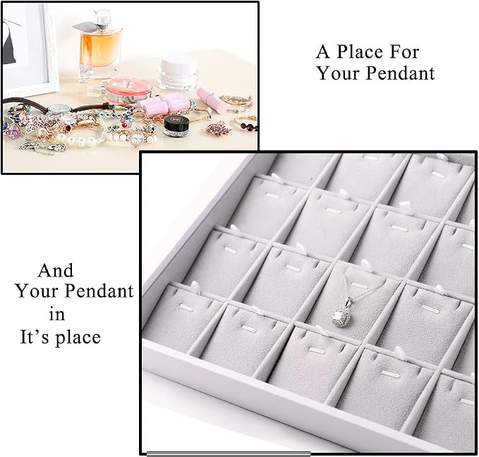 Oirlv Leather Pendant Display Tray White | Stacking Design, Suitable for Home Users or Store Owners Who Need to Display Goods. Suitable for Use Inside Drawers.