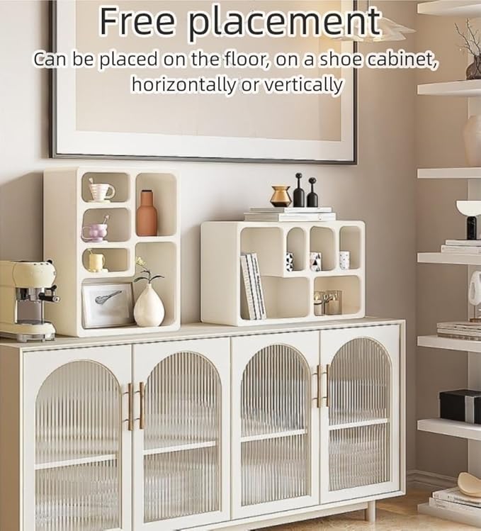 Coffee Station Organizer for Countertop Multi-Grid Storage Cabinet Simple Jewelry Rack Cup Organizer Arched Entrance Display Multi Scenario Use(1)
