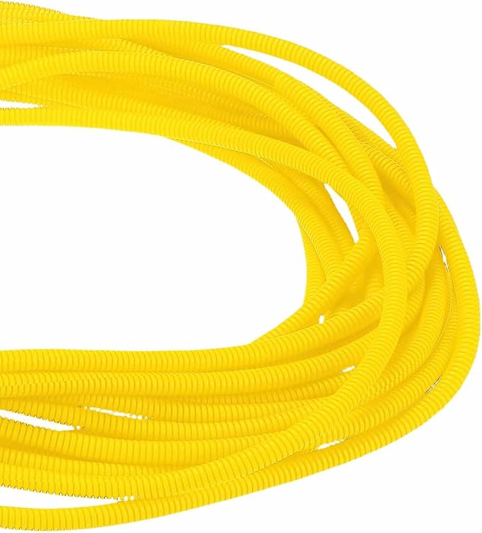 DMiotech 50ft Wire Loom Split Tubing 1/4 Inch(6.4mm) ID, Cord Protectors from Pet Flexible Conduit Cable Management for Office Home Garden, Yellow