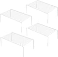 iPEGTOP Set of 4 Kitchen Cabinet Shelf Organizer, Medium (13 x 9.4 Inch) Bathroom Cabinet Organization Wire Shelf Rack, Rustproof Storage Space Saver Shelves for Countertops Pantries Utensils -White