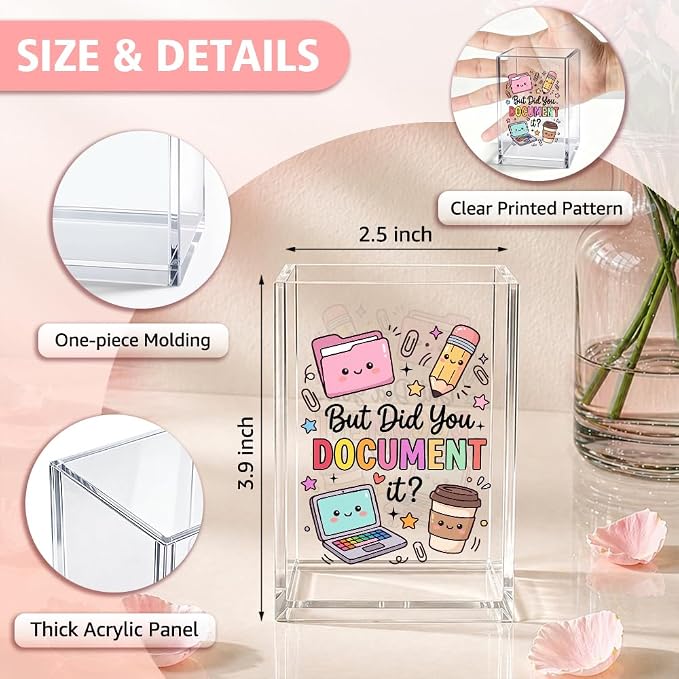 Funny But Did You Document It Acrylic Pencil Holder Cup | Sarcastic Pen Holder Gifts for Women Coworker Sister HR Nurse, Office Desk Accessories for Teams Employee, Marker Organizer