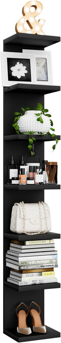 7 Tier Wall Shelf Unit, Floating Shelves for Storage Home Display, Versatile Lack Wall Shelves for Bedroom,Living Room,Office Decor, Tall Long Shelf for Book,Shoe,Vanity, Purse and TV Black