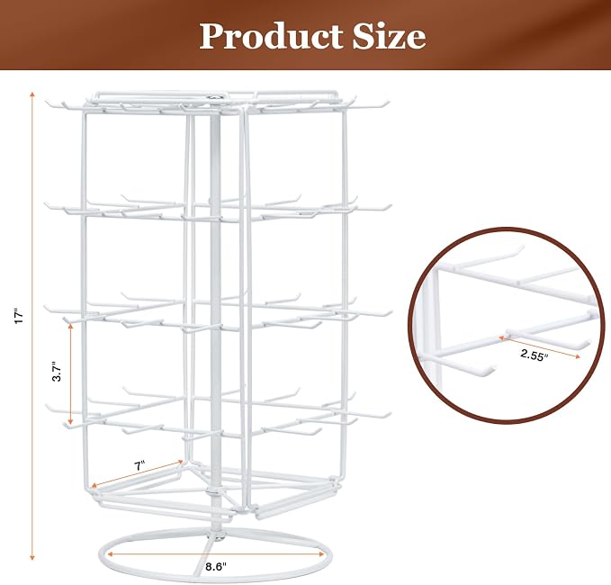 360 Rotating Earring Display Stands for Selling, 4 Tier Metal Earring Rack Holder Stand, Jewelry Display for Selling Earring Cards, Bracelets, Necklaces, KeyChains, Hair Accessories (48 Hooks)
