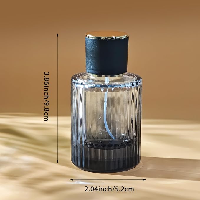 50ml/1.7 Oz Glass Spray Bottle Perfume Atomizer,Round Glass Perfume Travel Refillable Spray Bottle Empty with 3 Kinds of Dispenser (Black) | Round Glass Perfume Travel Spray Bottle Cologne Bottle with 3 Kinds of Dispenser