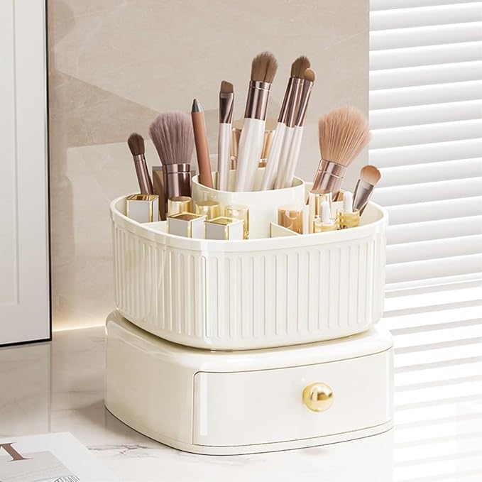 Makeup Organizer Home Desktop Light Luxury Storage Box Living Room Bedroom Large Capacity Storage Bucket Plastic Advanced Multi-functional Cosmetics Storage Box for Jewelry Hair Accessories Skincare O