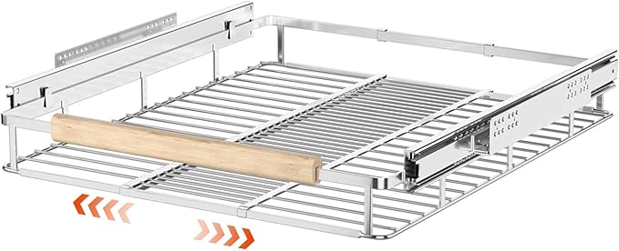 SANNO Pull Out Cabinet Organizer, Expandable Slide Out Cabinet OrganizerKitchen Sliding Shelf Under Sink Shelf, Expandable Drawer Shelves with Sliding 12.1 to 18.4" W