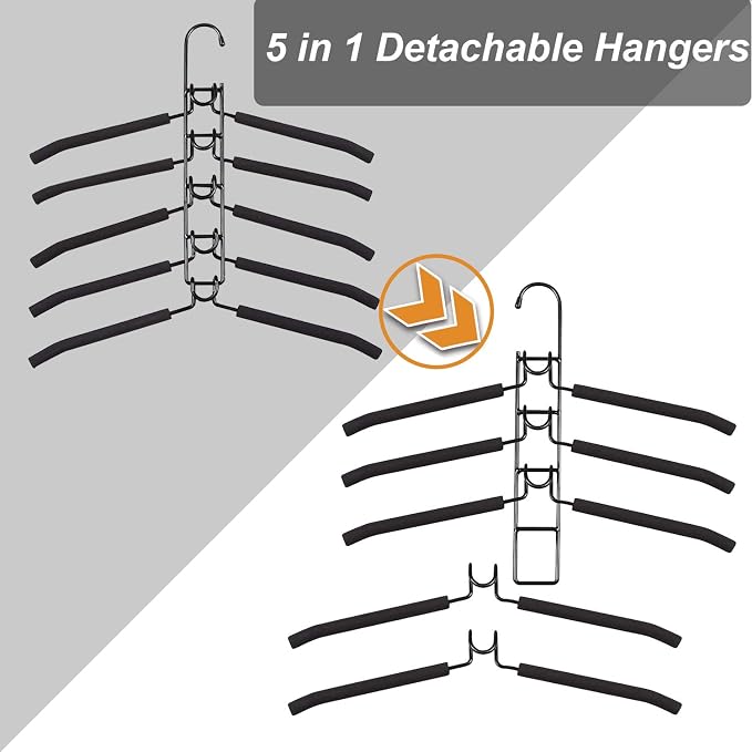 Space Saving Hangers for Clothes 2 Pack Closet Storage | Heavy Duty Non-slip Foam Padded, Detachable Design. Fits Shirts, Coats, Suits. Perfect Storage for Dorms & Apartments