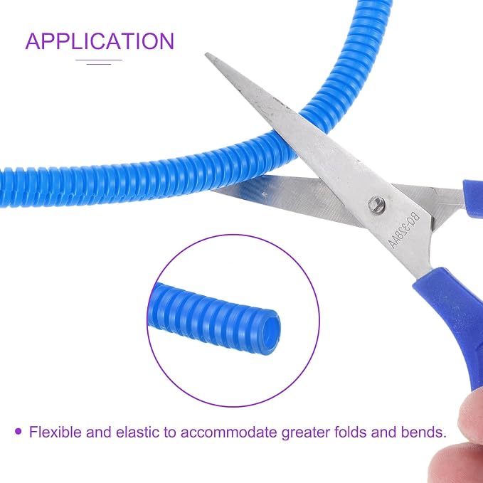 DMiotech 20ft Wire Loom Split Tubing 1/4 Inch(6.5 Mm) ID, Cord Protectors from Pet Flexible Conduit Cable Management for Office, Home, Garden, Blue