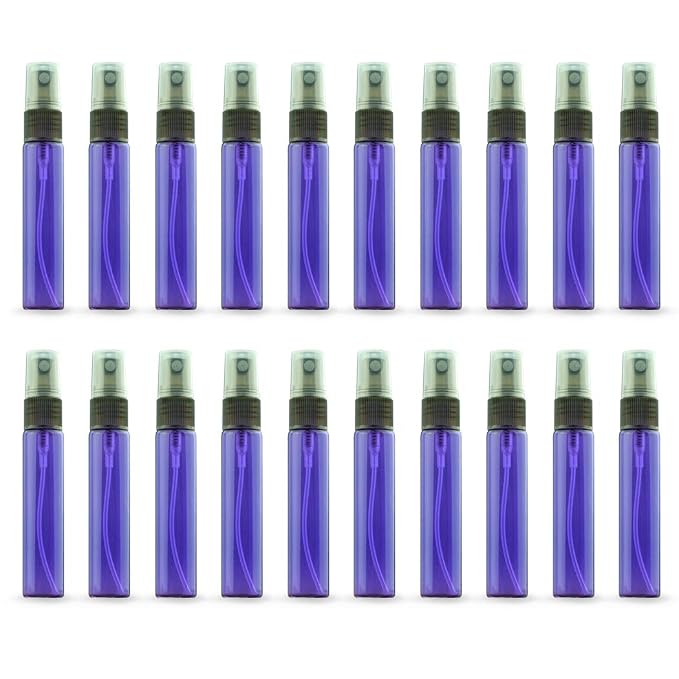 20 Pack Set 10ML Protable Refill Bulk Atomizer Spray Travel Perfume Bottle Hydrating Empty Bottle (Purple)